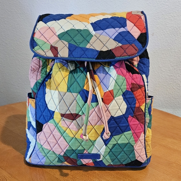 Hardly Used! VERA BRADLY - Multi Colored Quilted Backpack Bag- Multiple Comp.